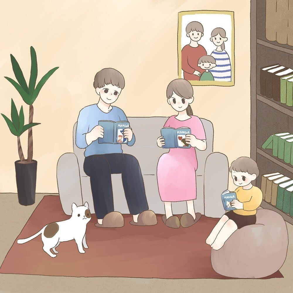 漫画を読むイラストの制作 坂之下しま Note