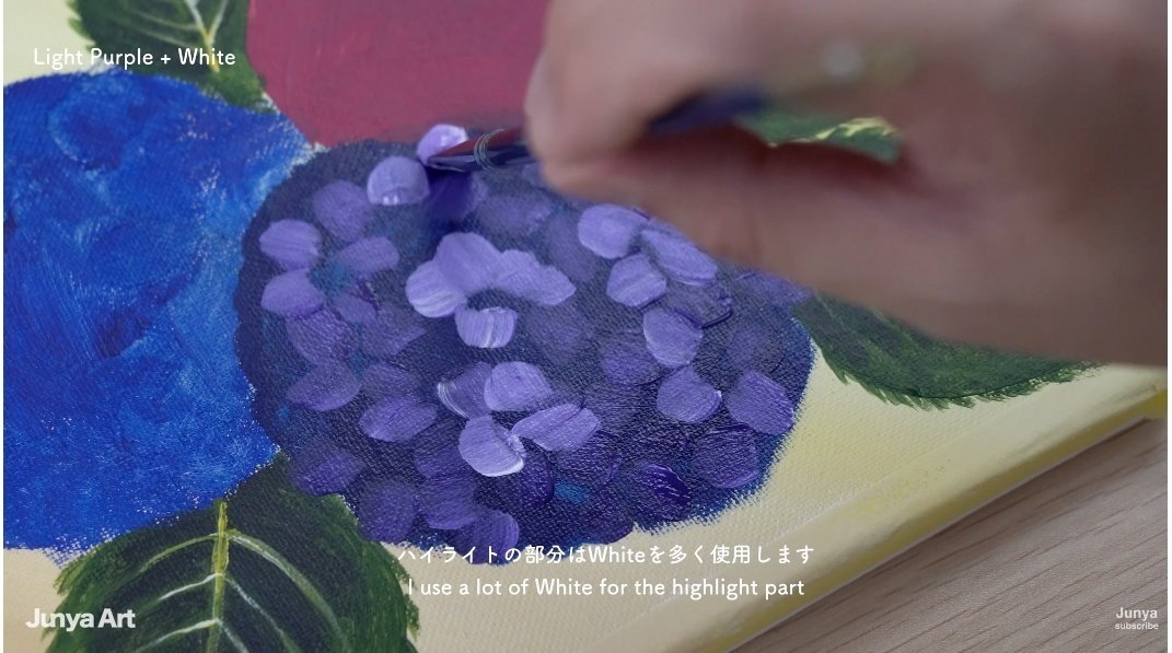 アクリル絵の具で「紫陽花」を描いてみた｜junya_art