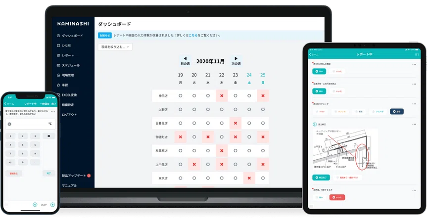 現場DXプラットフォーム『カミナシ』のスクリーンショット