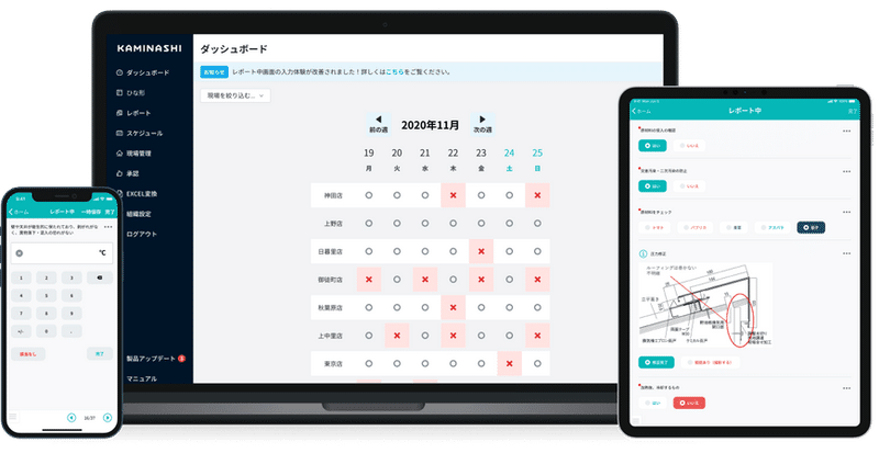 現場DXプラットフォーム『カミナシ』のスクリーンショット