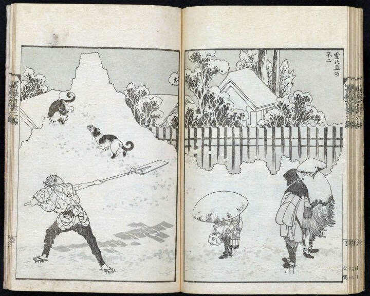御蔵前の雪」−達磨すぎる雪だるまと犬は準レギュラー–『江戸名所道戯