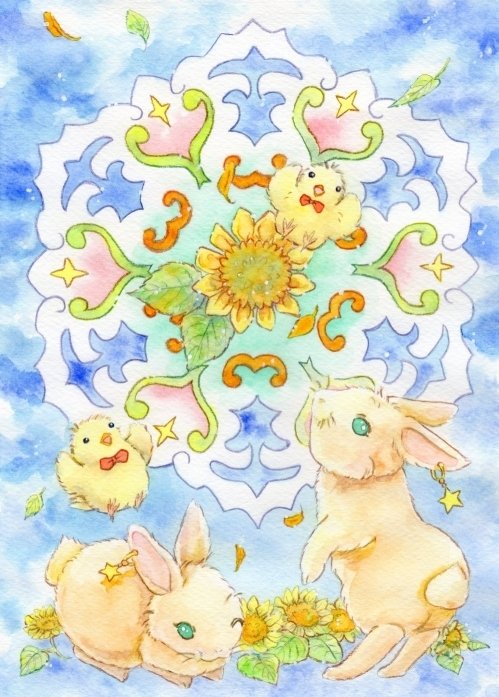 うさぎとひよこ 夏の花 あかりや真奈美 Note