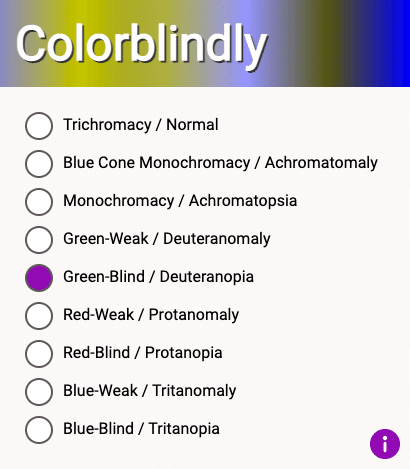 Colorblindyで設定できる色覚パターン