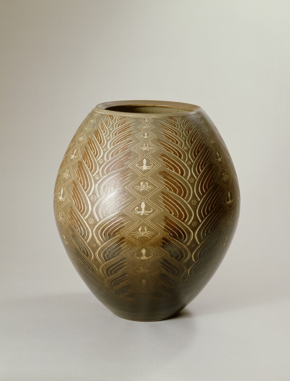 隅田焼 井上良斎 塩辛く 高浮彫人物 水盤を覗く五人 ※見応え十分の  