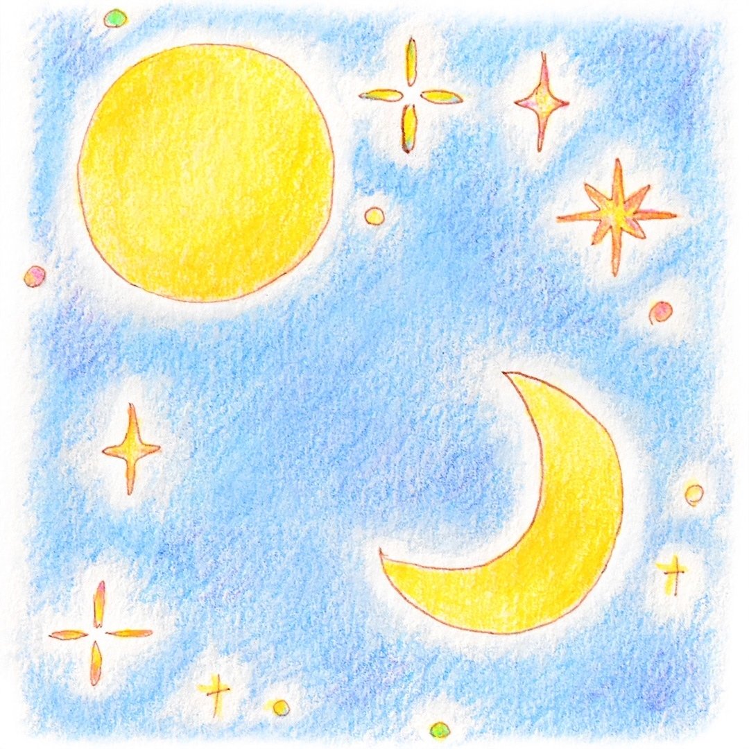 テクスチャーアート『お月さま』 プチ切り絵「お月さま」｜hoho