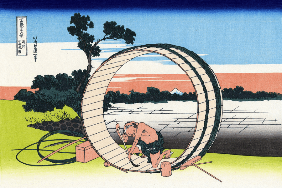 浮世絵 風景画 北斎 コピー 3枚もの 水彩画