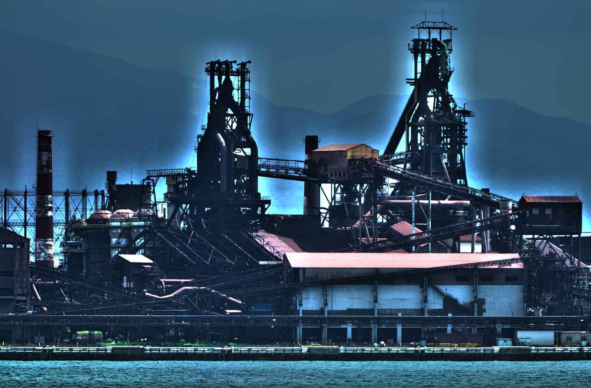 XZG7151○北海道 室蘭 日本製鋼所輪西工場 全景 どぎつい *傷み