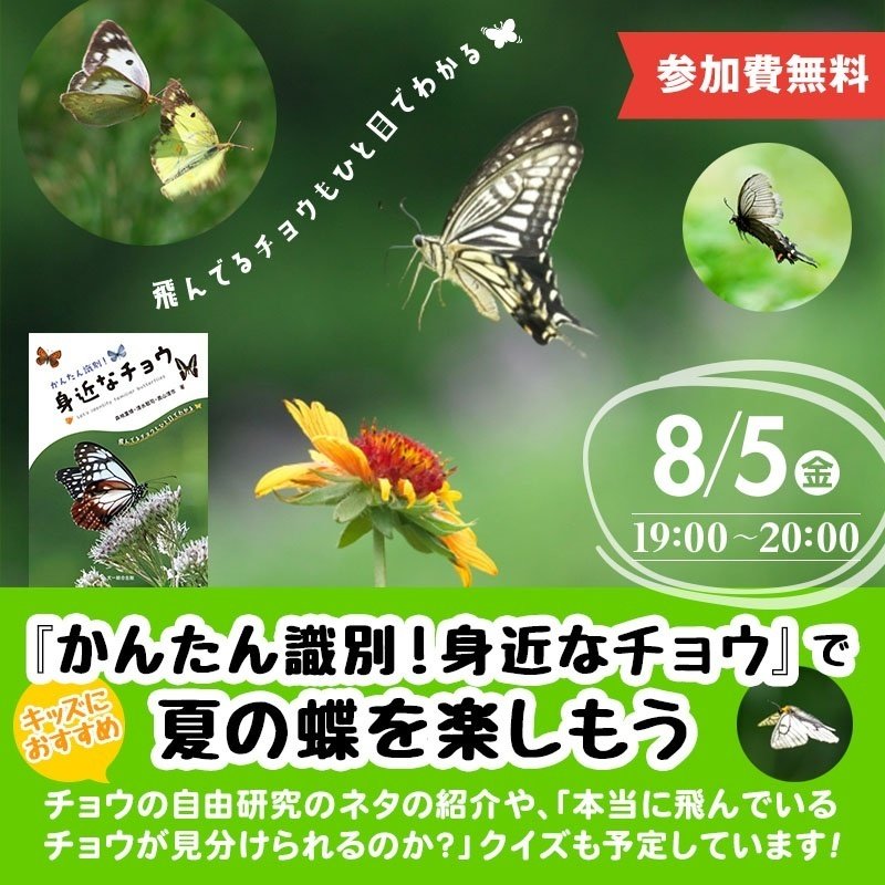 8月5日開催）新刊「かんたん識別！身近なチョウ」執筆陣による