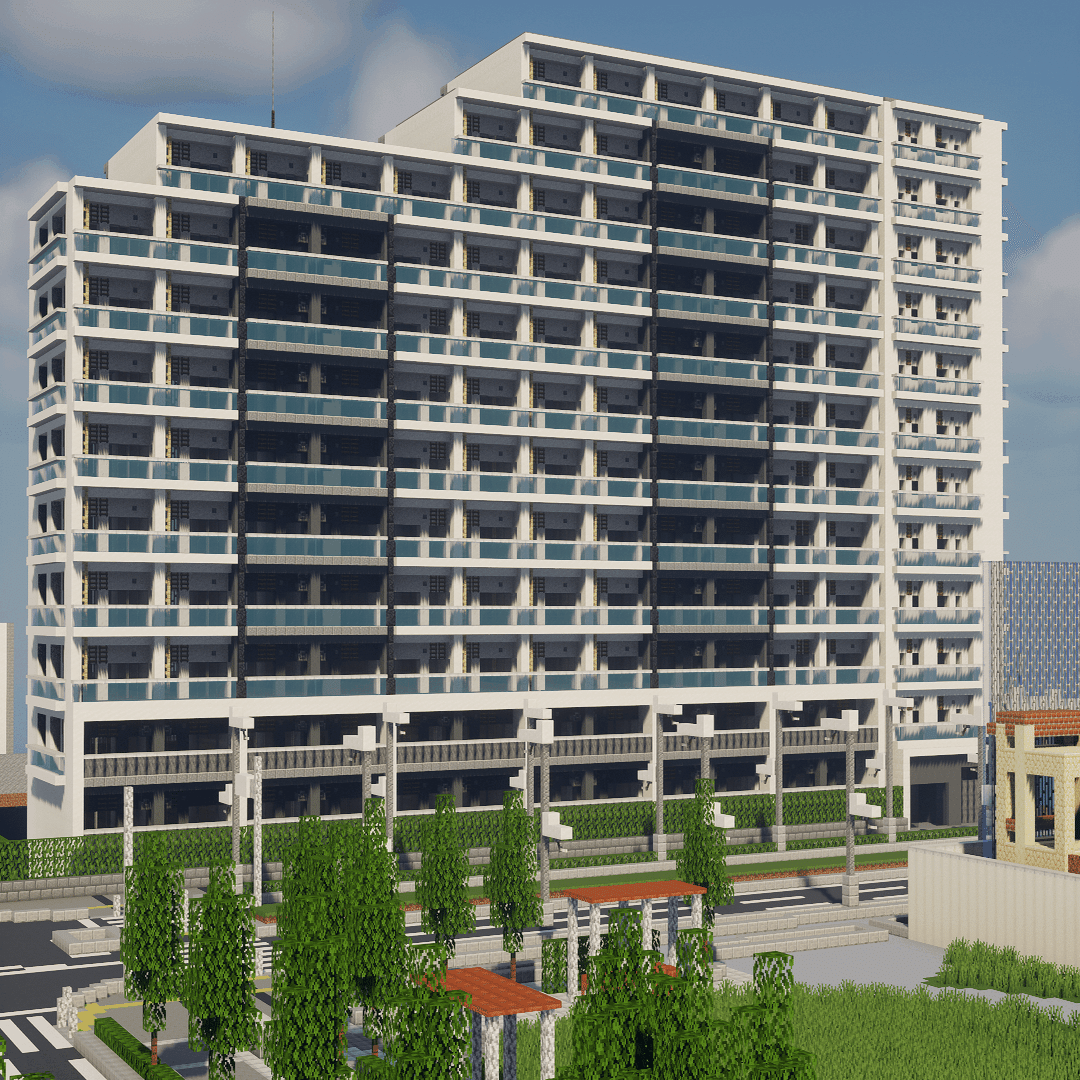 Minecraftで作成したオリジナル現代建築集 ー Part2 郊外型中層マンション かいちょう Note