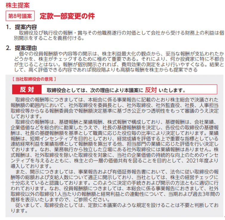 商法決算・処理と開示 主要企業の計算書類等の総合分析と事例 昭和６３年版/中央経済社/武田隆二（単行本） 株主提案の動向④（2022年6月株主総会）～報酬の個別開示等