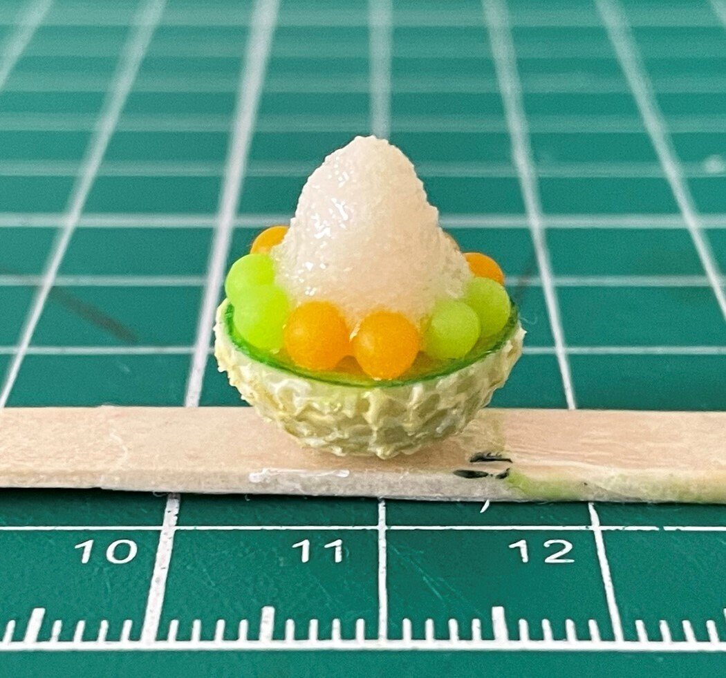 No.214◆ まるごと夕張メロンのかき氷セット ◆　ミニチュアスイーツ No.214 まるごと夕張メロンのかき氷セット ミニチュアスイーツ