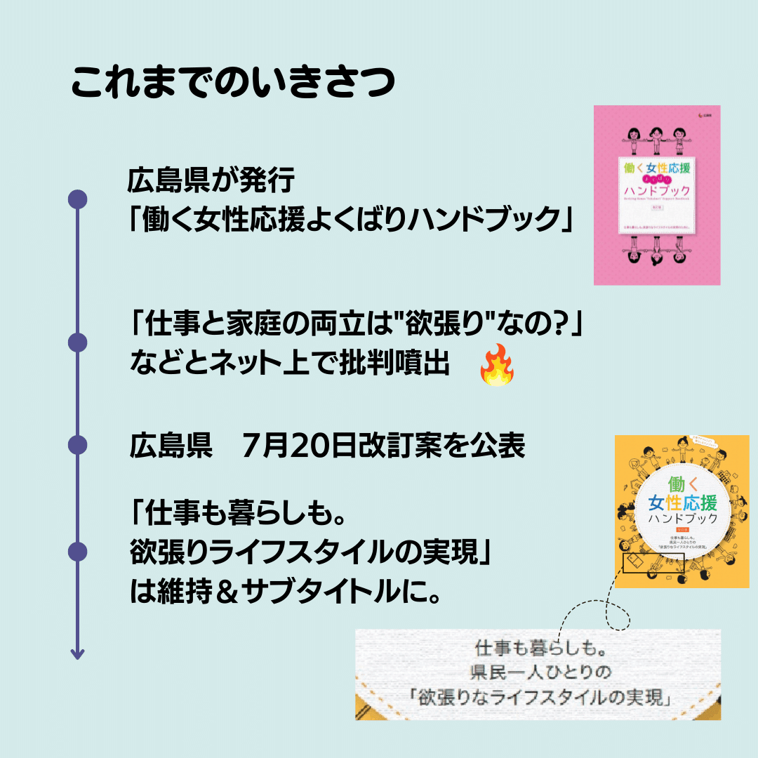 ネットで話題 広島県 働く女性応援よくばりハンドブック 見直し案もやっぱり 欲張り みんなに意見を聞いてみた 中国新聞u35 Note