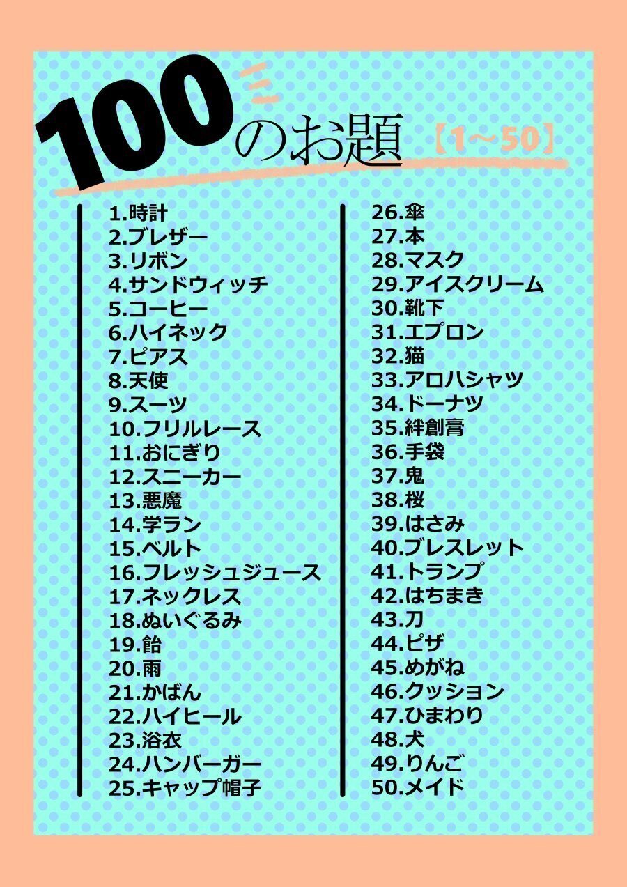 100のお題 八田野はるちか Note