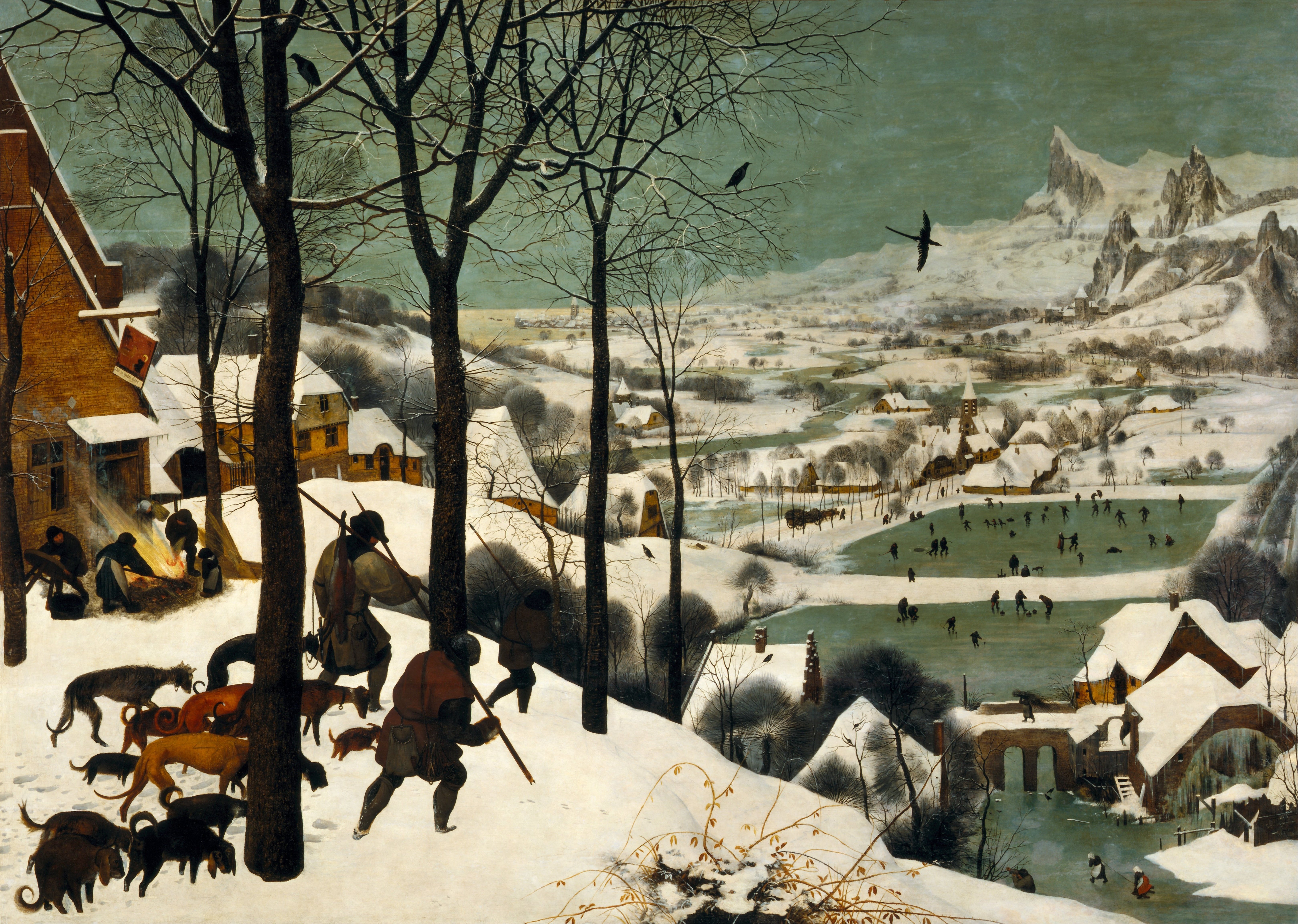 ピーテル・ブリューゲル 油絵複製画 「雪中の狩人」油彩画模写 西洋美術雑感 28：ピーテル・ブリューゲル「雪中の狩人」｜林正樹
