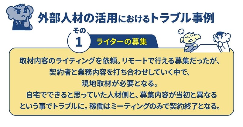 外部人材活用におけるトラブル事例:ライターの募集