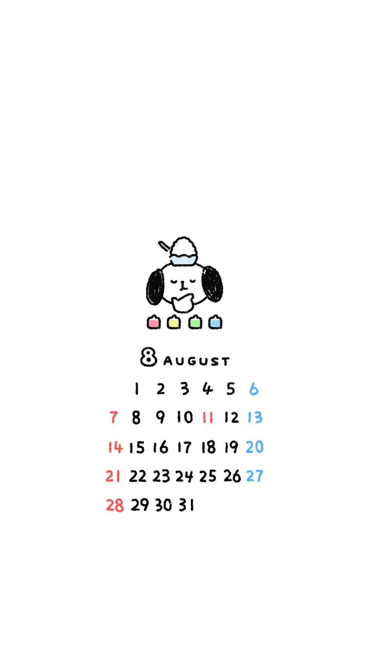 8月の待ち受けカレンダー Dhara Note