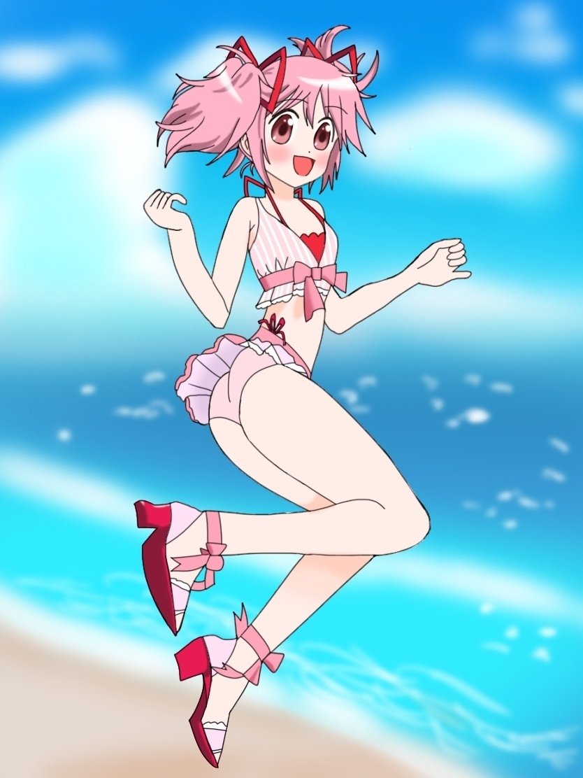 夏のスペシャルイラスト まどマギの鹿目まどか水着ver｜絵描きの