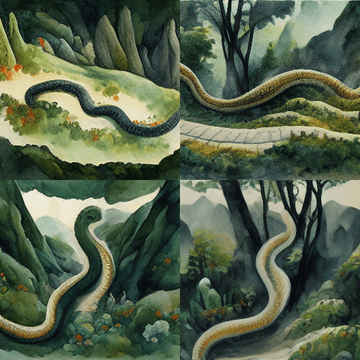 Midjourney：高野聖の挿絵6 注意！蛇！｜みれのスクラップ