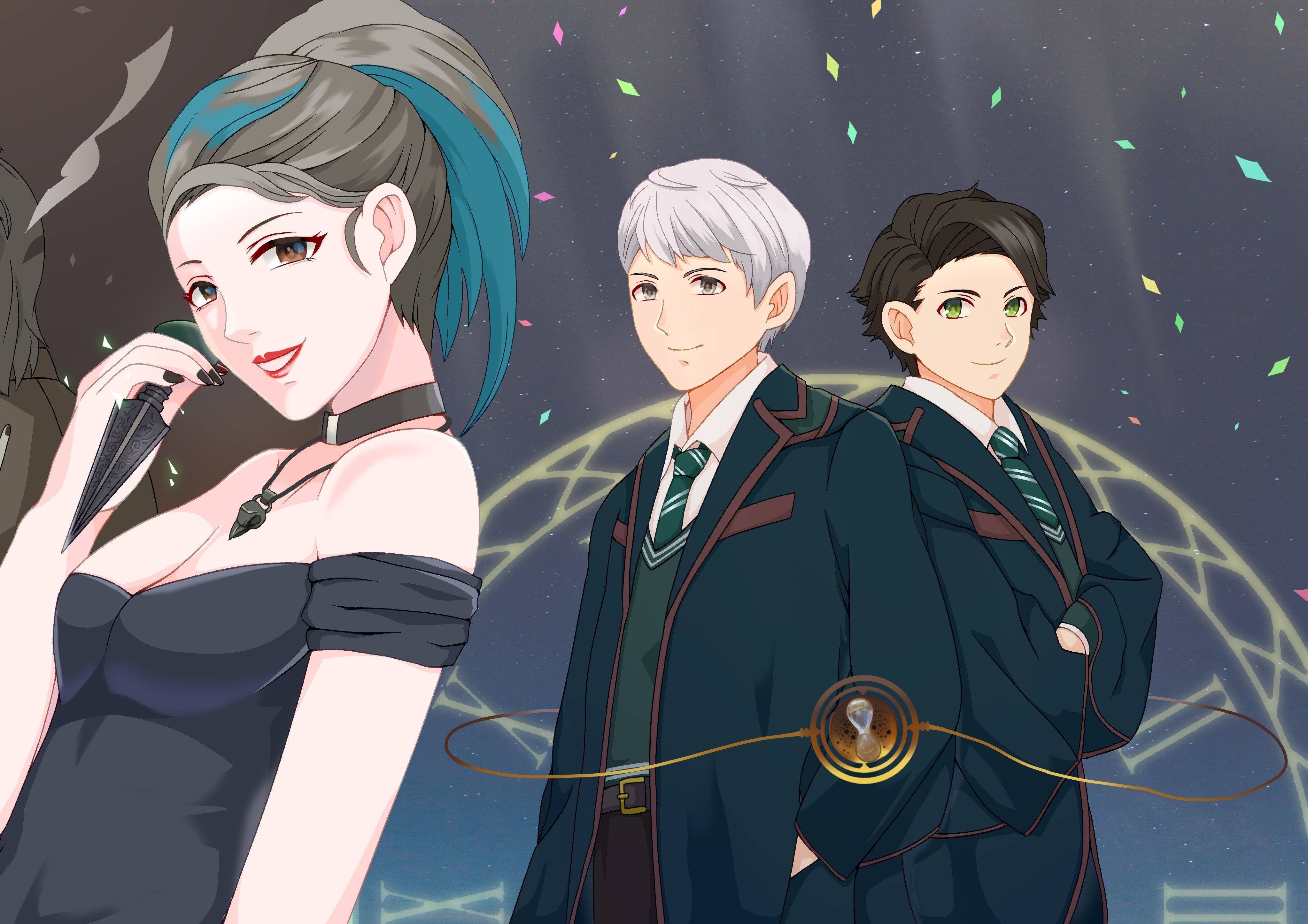 舞台ハリポタよりアルバス ポッター スコーピウス マルフォイ デルフィーのイラスト 舞台を見る前のイメージで描きました イラスト の7割があんこくのみらい化してる通り 私にとってあちらの世界の印象に大変シ 夏木純 Note