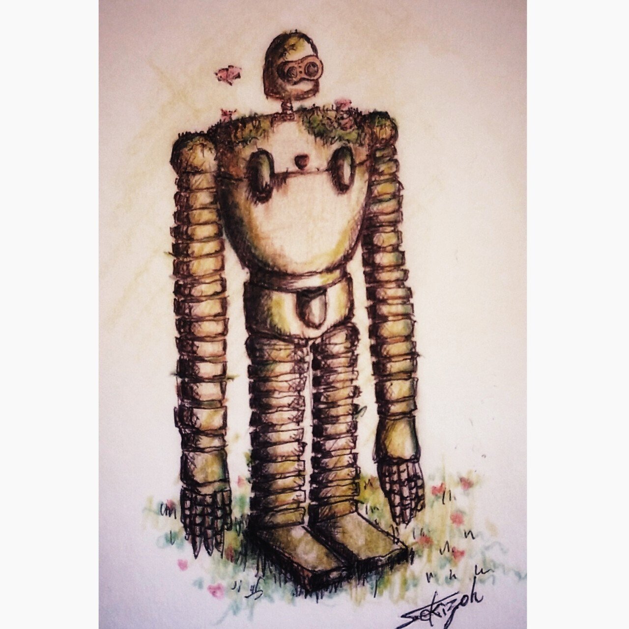ラピュタのロボット兵 色鉛筆画 せきぞう Note