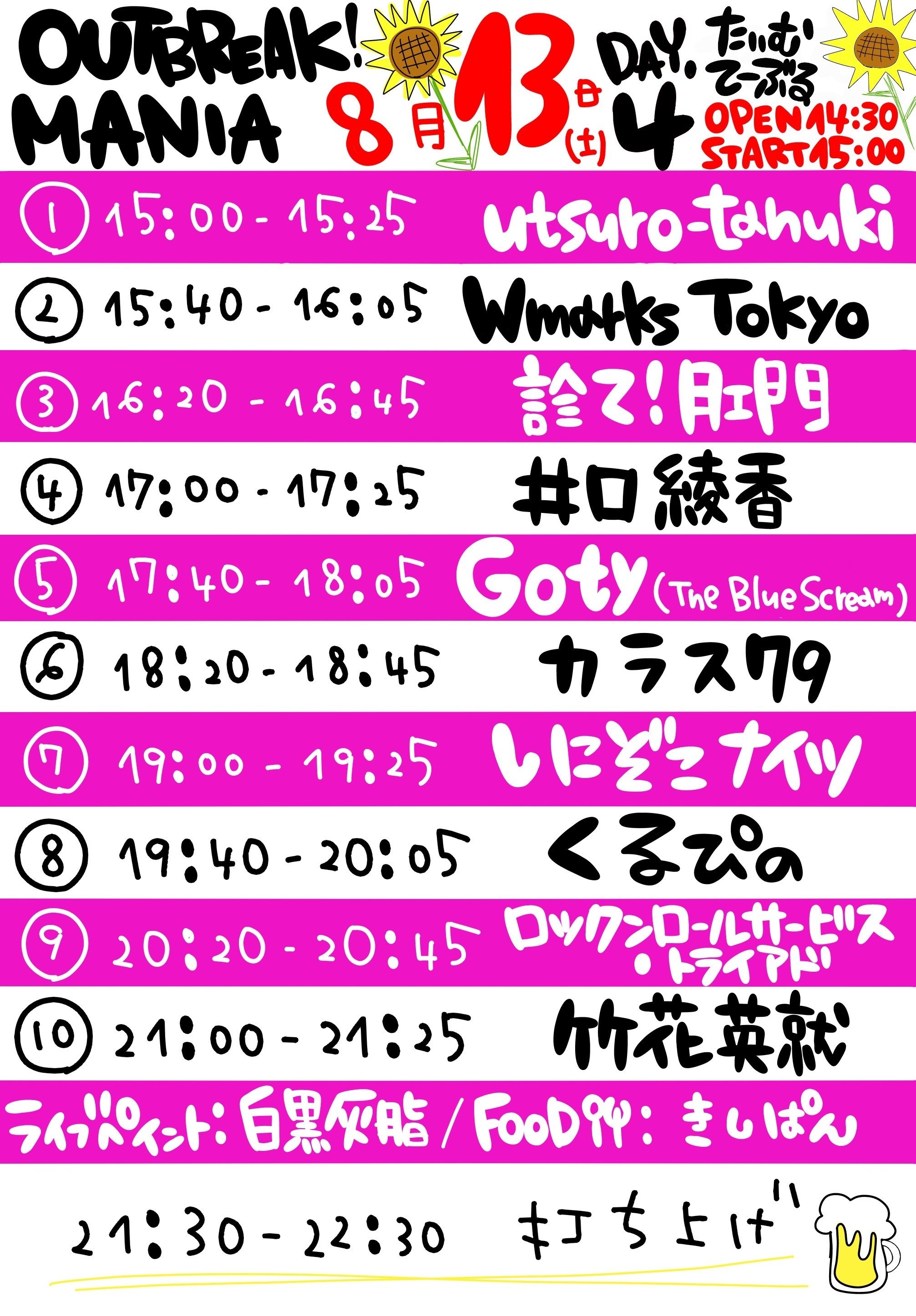 アウトブレイク史上最大10日間100組【OUTBREAK! MANIA 2022】開催!! 全