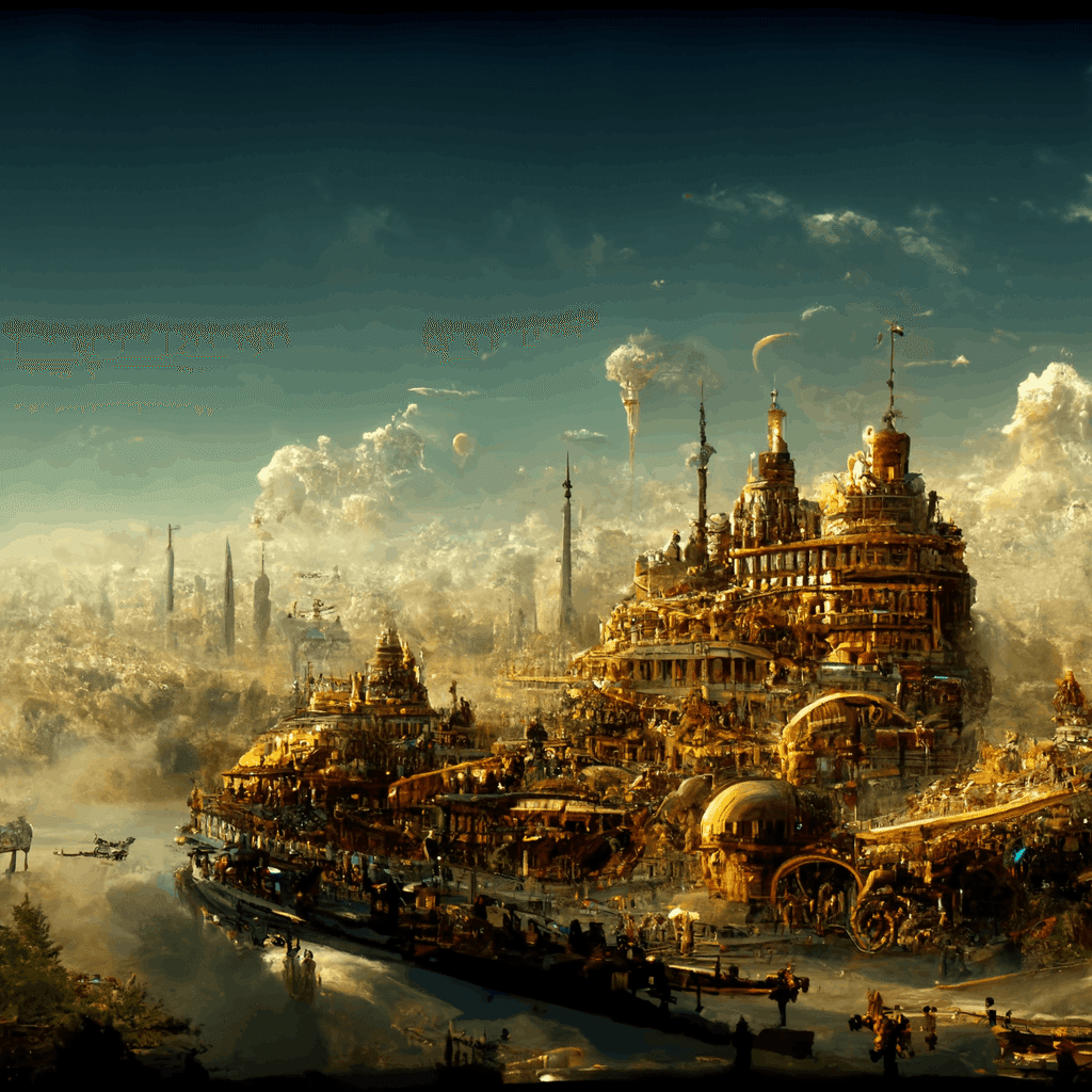 金色のレトロカーと都市風景のアート 検証】AI作画の時代に人間が勝てる領域を探る～Midjourneyで「えんとつ