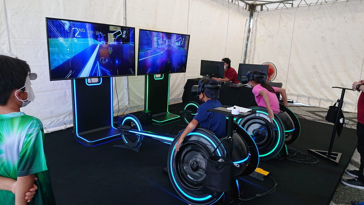 VR wheelchair race. The tires light up, creating a cyber-like design.