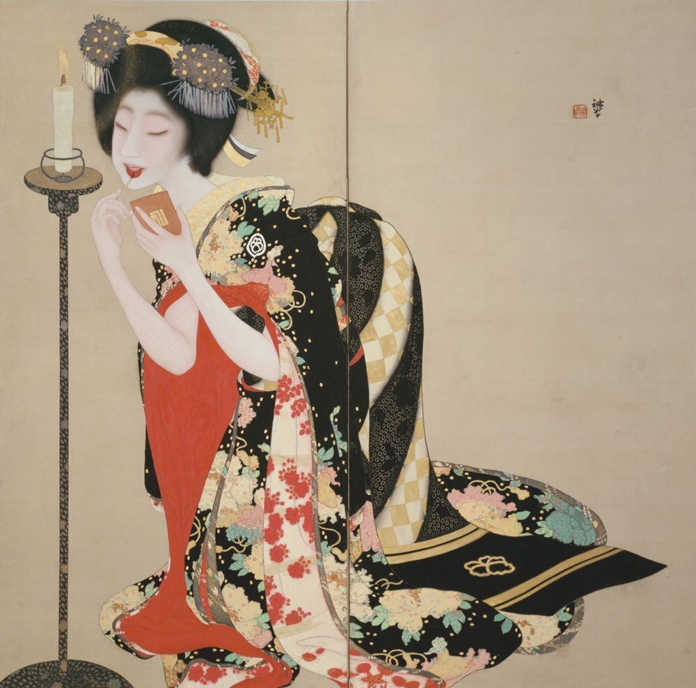 コスメを彩色に使用した日本画① コスメを彩色に使用した日本画①