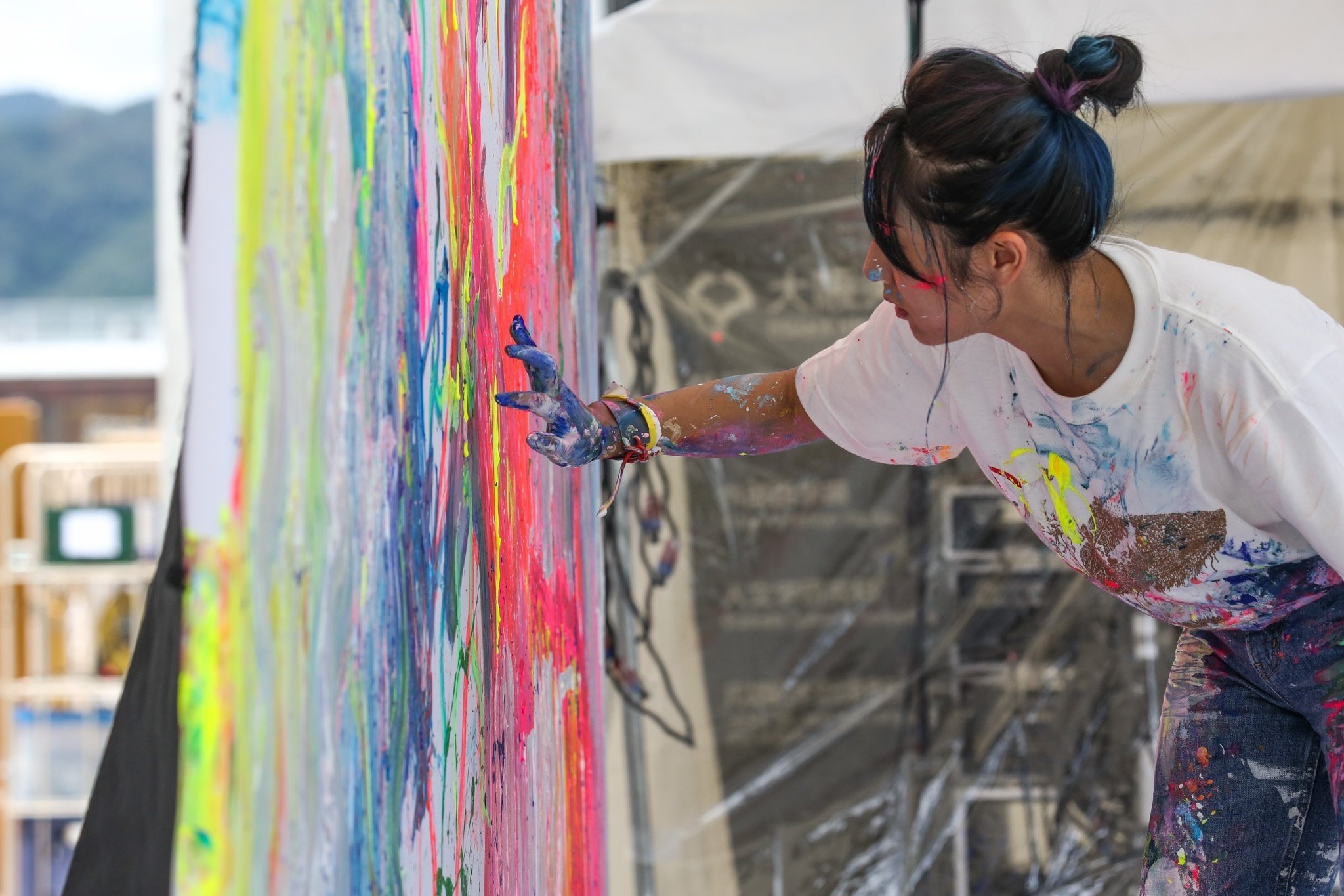 LIVE PAINTING x VIOLIN @GINZA SIX｜TomokoMatsuoka/意志の具象化