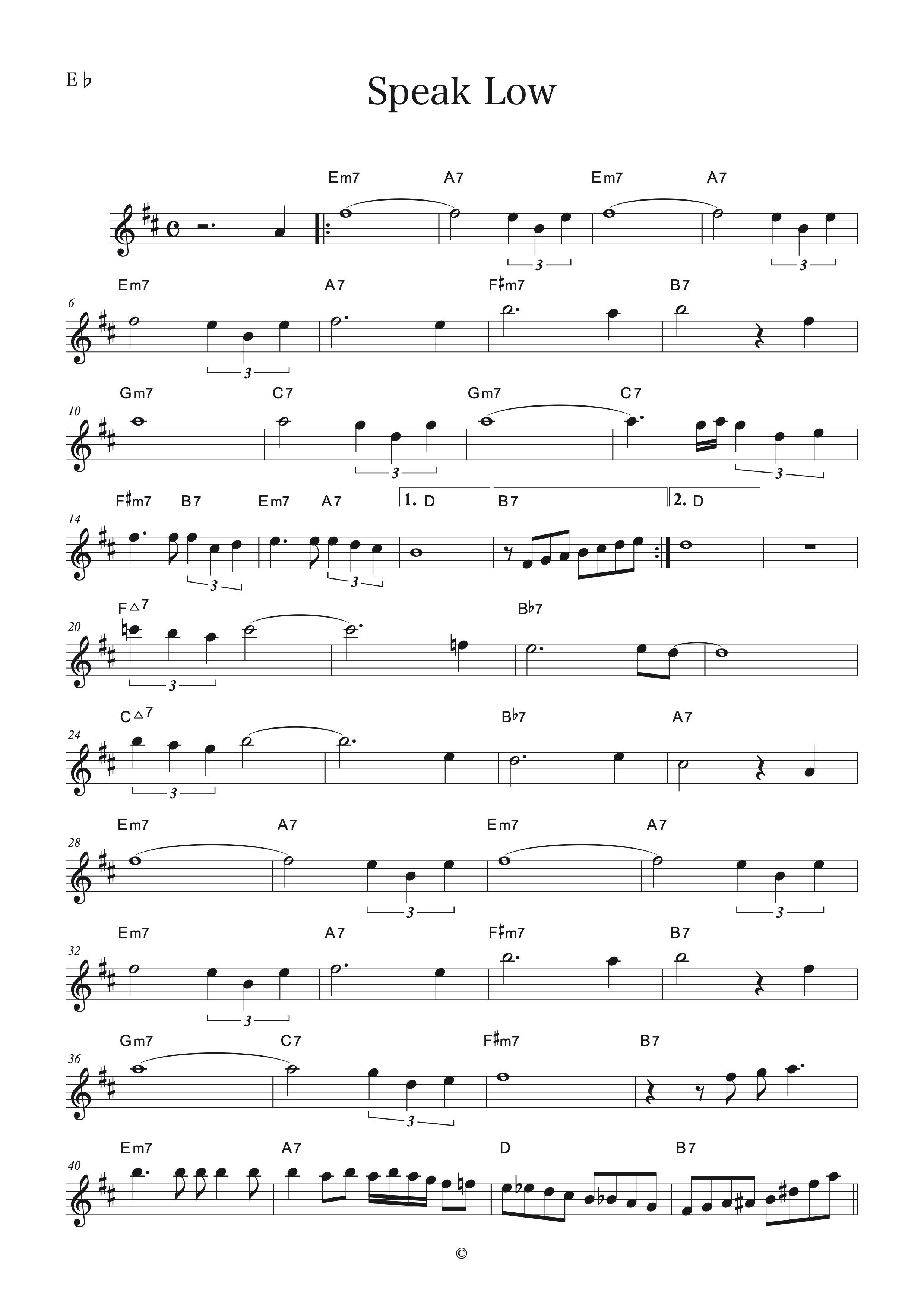 ビッグバンド楽譜「SPEAK LOW」TOM KUBIS Speak Low アルト・サックスフィーチャー comp by Kurt Weill