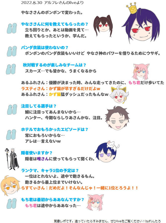 あるふれさんのliveの覚書レポート れんたろ3 手書き切り抜き Note