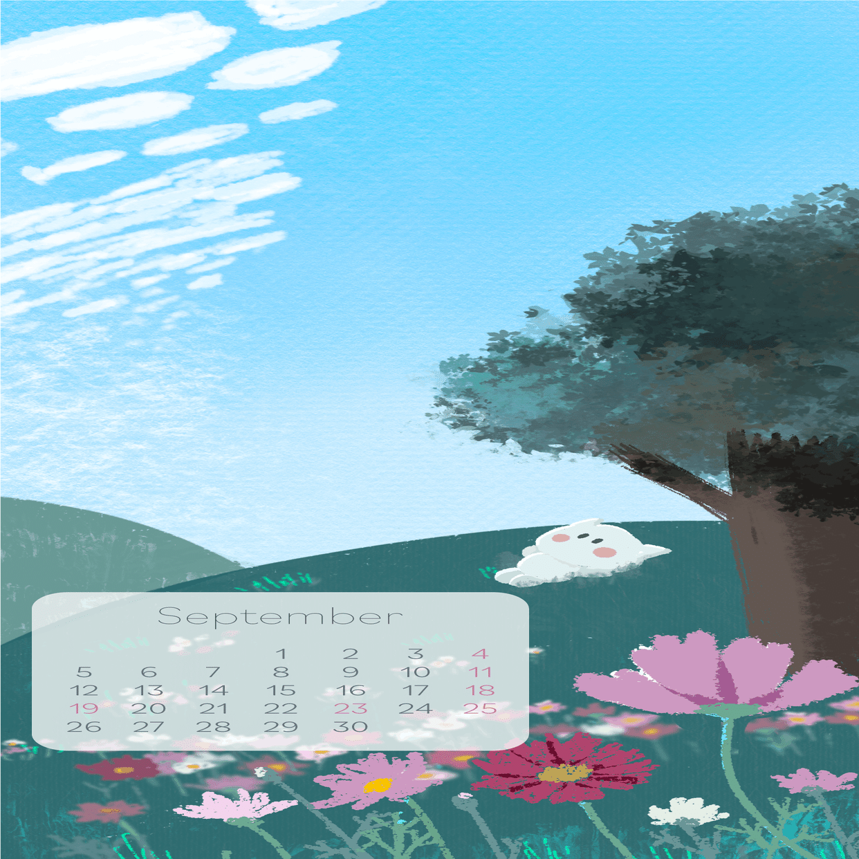22年9月の壁紙カレンダー あめだまほっぺ Note