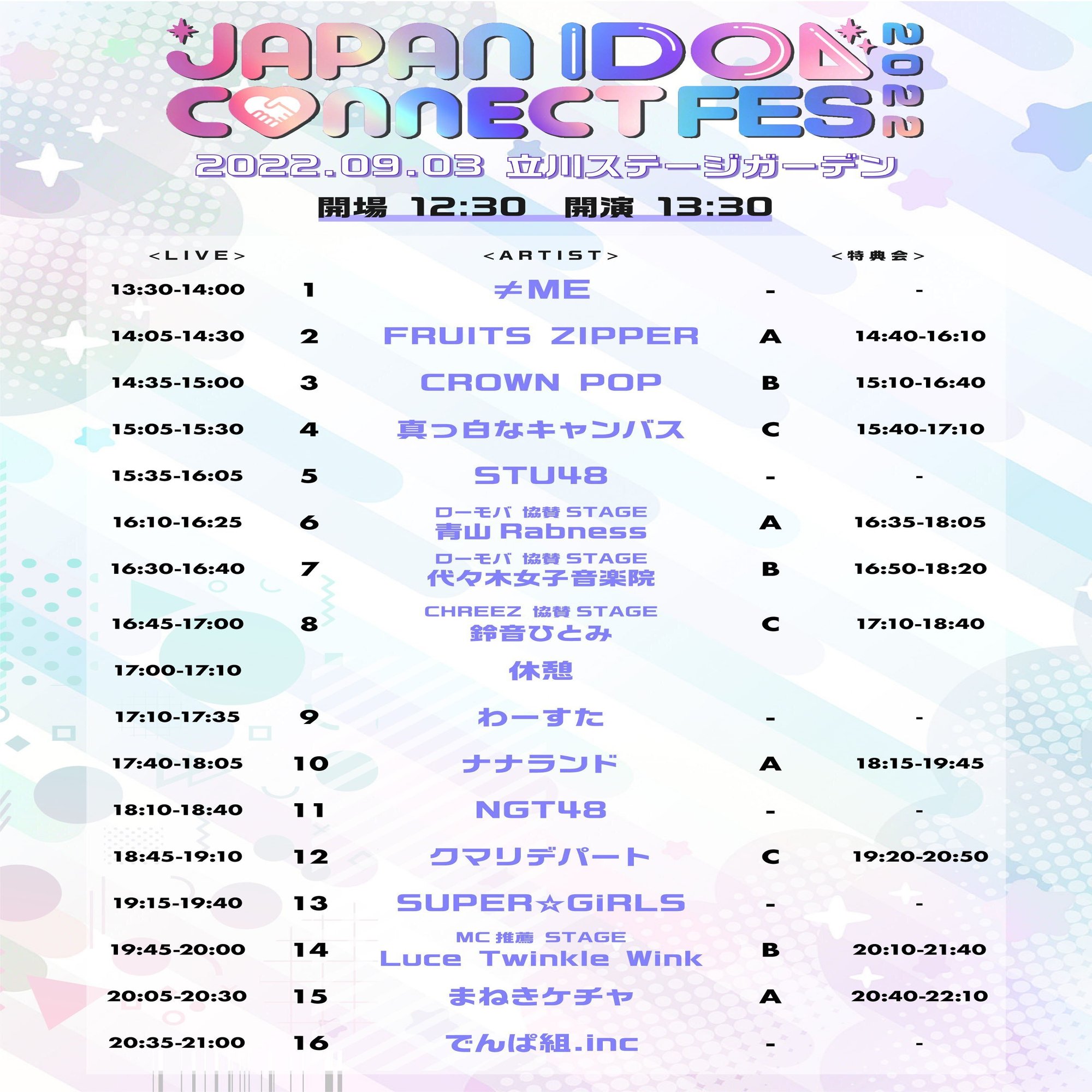 ライブメモ Japan Idol Connect Fes 22 22 09 03 ゆっこい Note