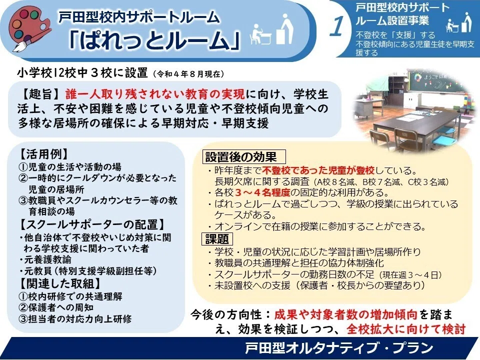 誰一人取り残されない」教育に向けた不登校対策。小学校スクール