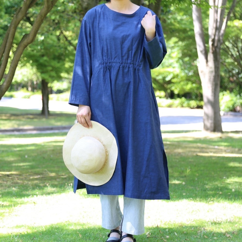 亀田縞ワンピース ハンドメイド