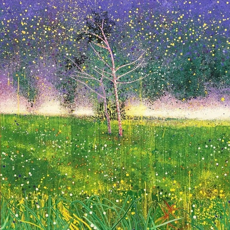 山村秀一　水彩画　【大保】　風景画 、花の2枚 昭和22年　第二回個展出品　福岡 10/12迄 山村秀一 水彩画 大保 風景画 、花の2枚 昭和22年第二回