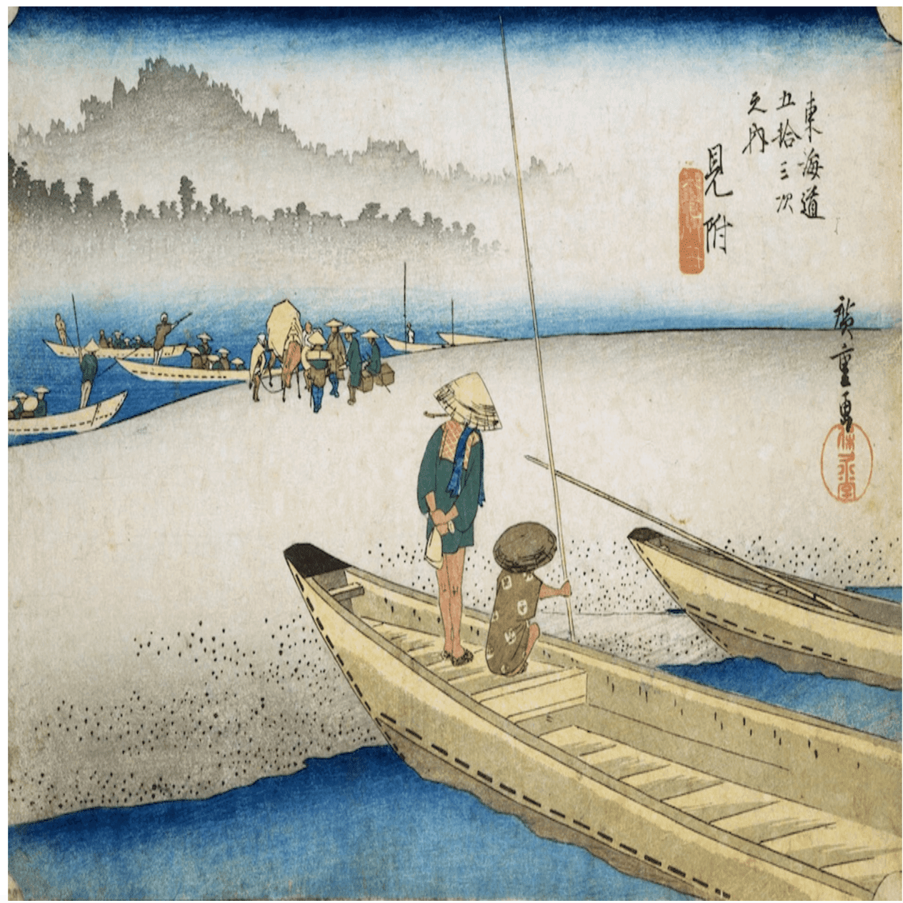 見附 天竜川図」−心がキュッと締め付けられる背中−『東海道五十三次