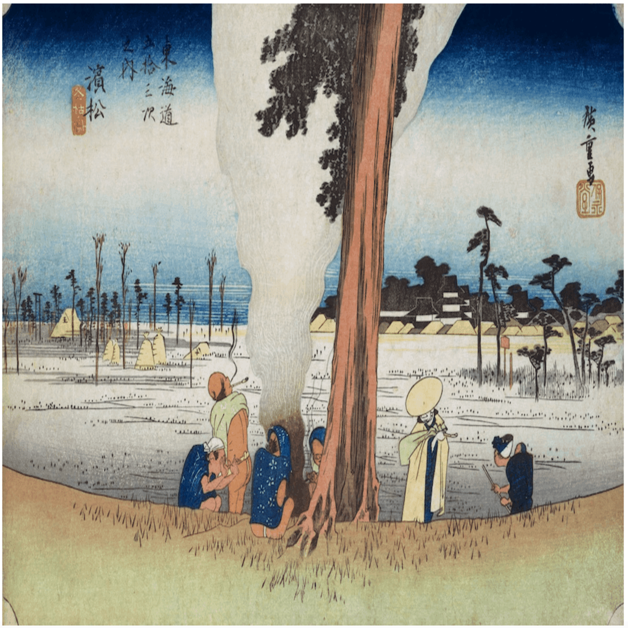 浜松 冬枯ノ図」−右側はざざんざとにぎやいでいる−『東海道五十三次