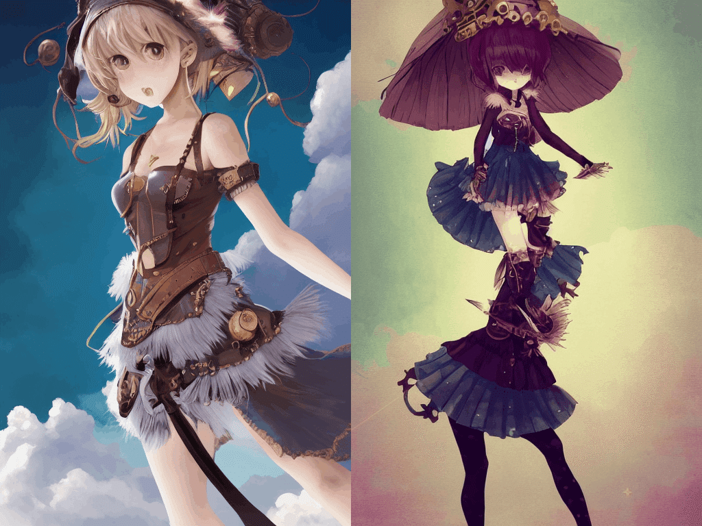 自分用、Midjourney公開プロンプトでkawaii二次元イラスト研究日記①