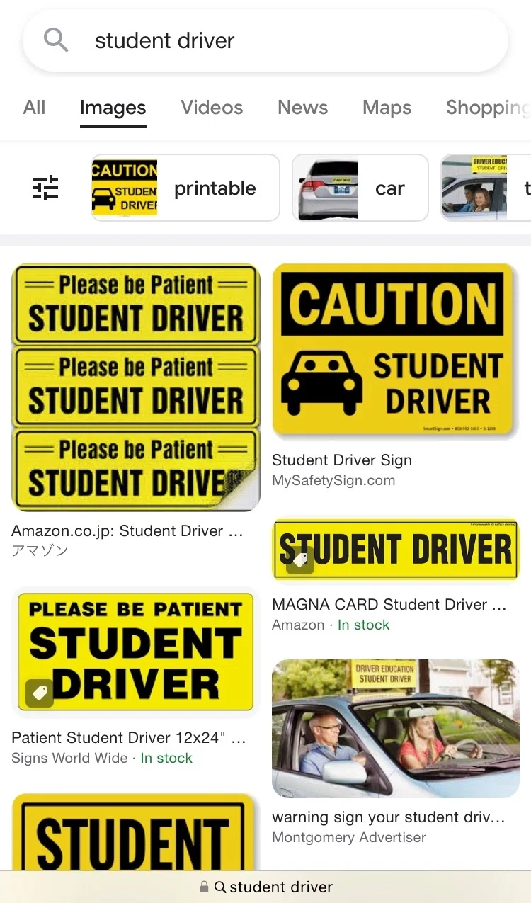 「sutdent driver」で検索したgoogle画像検索の結果