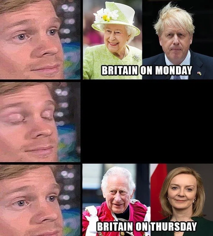 月曜日のイギリス:エリザベス女王とジョンソン首相。木曜日のイギリス:チャールズ国王とトラス首相