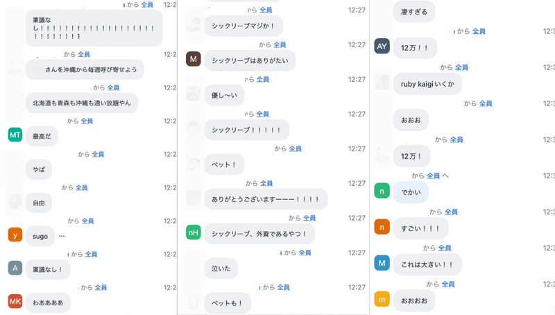 社内のチャットでの反応