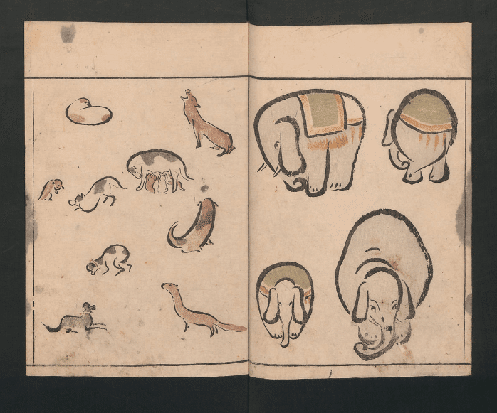 鍬形蕙斎の『鳥獣略画式』から、抱きしめたくなるトラの 鍬形蕙斎の『鳥獣略画式』から、抱きしめたくなるトラの