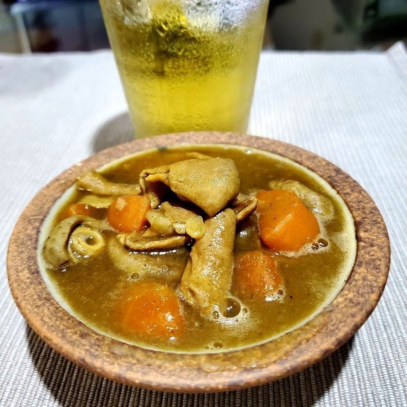 カレー味のもつ煮込みお酒がすすむしご飯にかけても◎