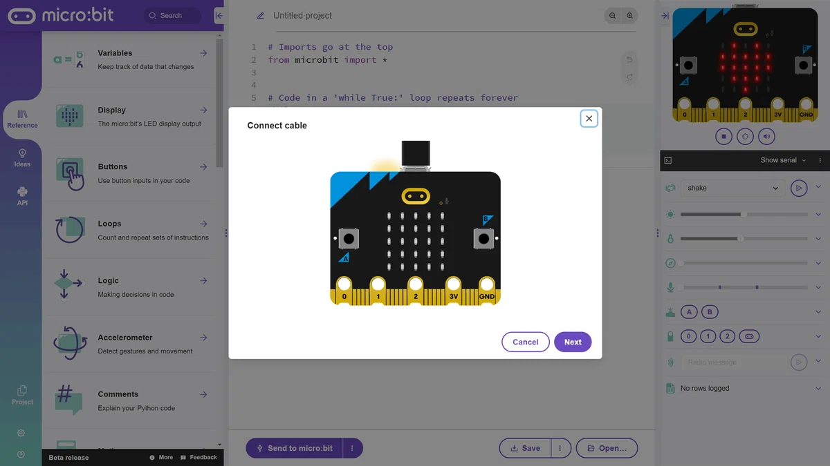 Python Editor for micro:bit(β)も完成度高いぞ！｜ueponx