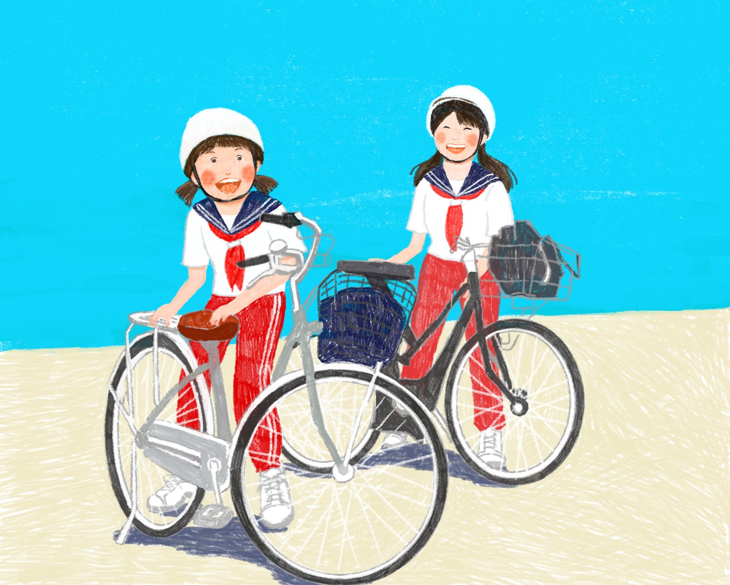 チャリ通学の女子中学生 せきぐち みほ イラストレーター 絵本作家 Note