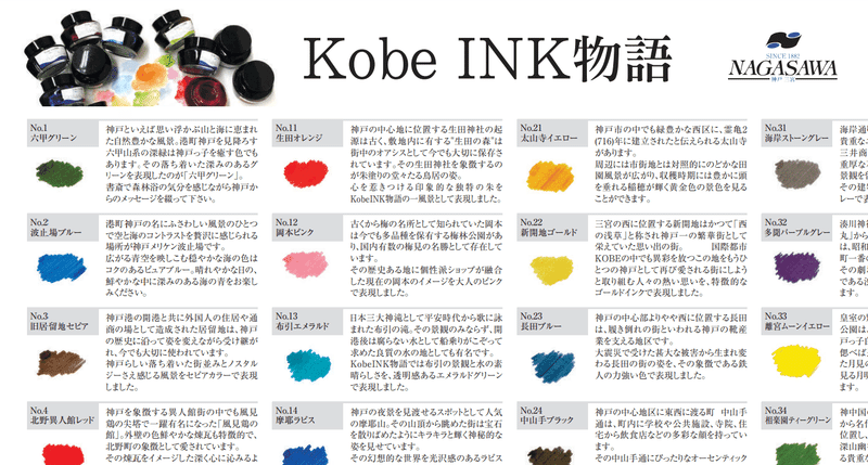 Kobe INK物語色見本