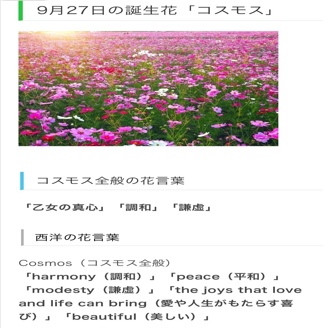 9月27日生まれのあなたへ Chiyo Note