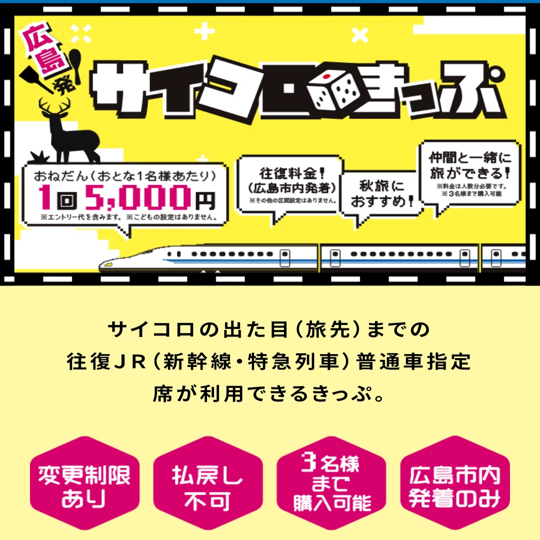 乗車券、交通券 サイコロ切符 広島から松江 2名分