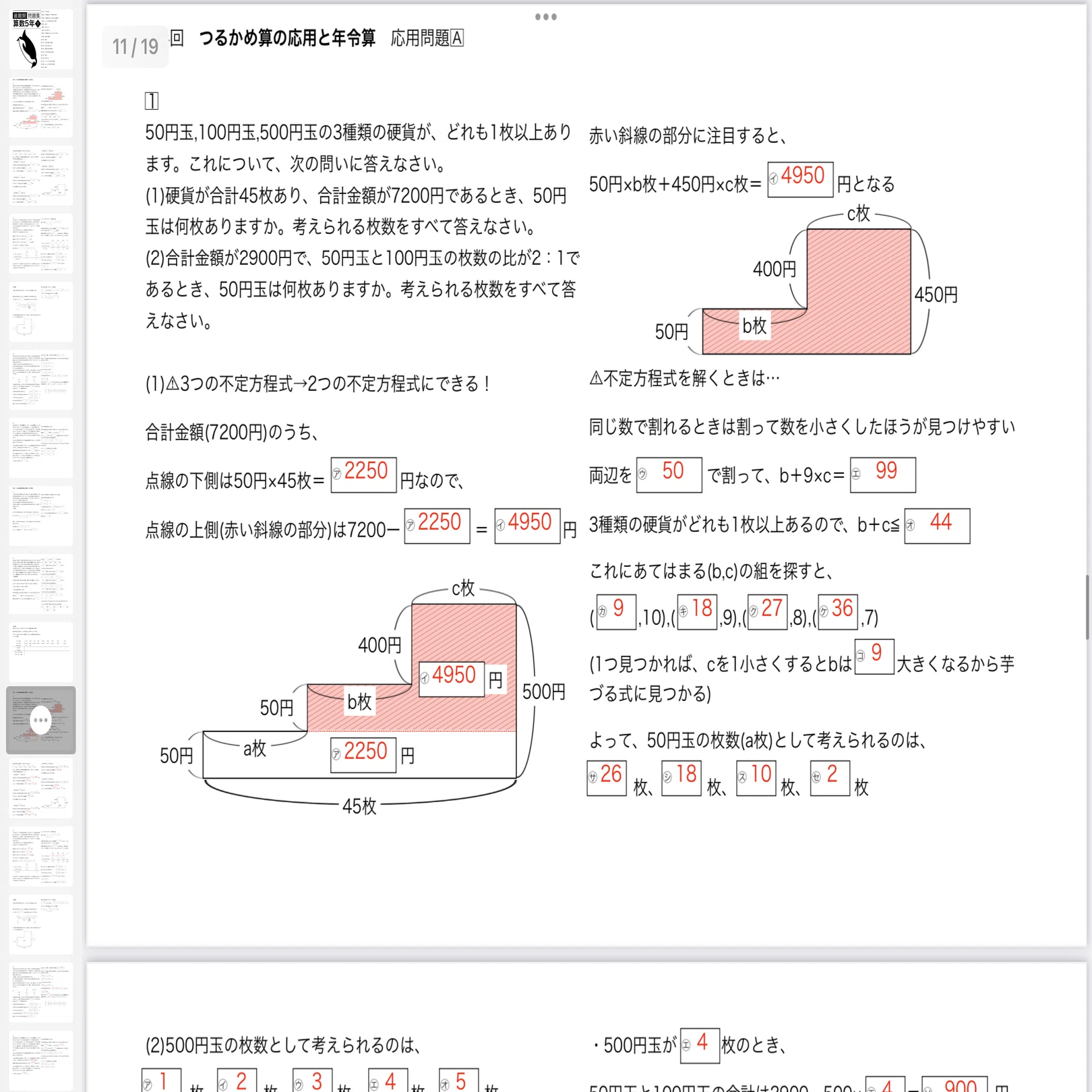 算数5年下 最難関問題集解説［第4回 つるかめ算の応用と年令算］四谷